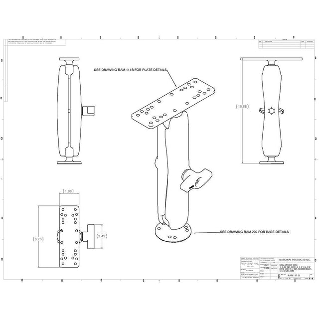 RAM Mount Marine Electronics Mount Long Arm Gimbal Bracket - Kesper Supply