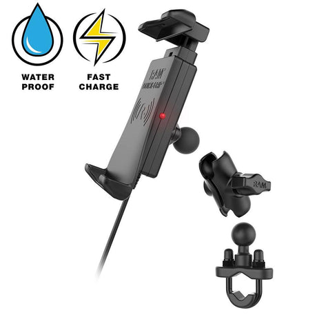 RAM Mount Quick-Grip™ 15W Waterproof Wireless Charging Handlebar Mount - Kesper Supply