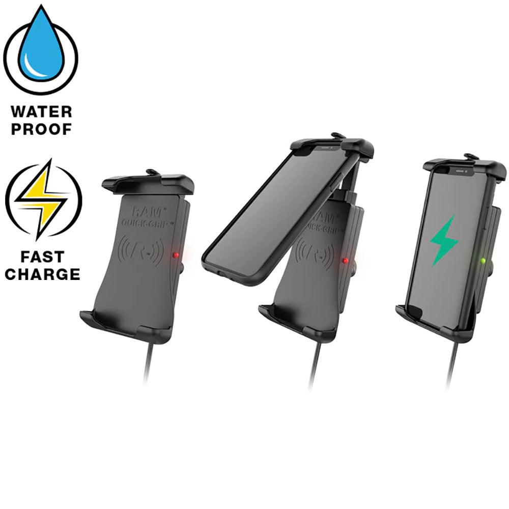 RAM Mount Quick-Grip™ 15W Waterproof Wireless Charging Holder w/Charger - Kesper Supply