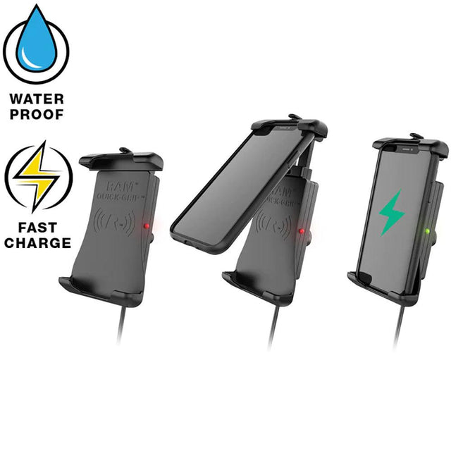 RAM Mount Quick-Grip™ 15W Waterproof Wireless Charging Mount w/Tough-Claw™ - Kesper Supply