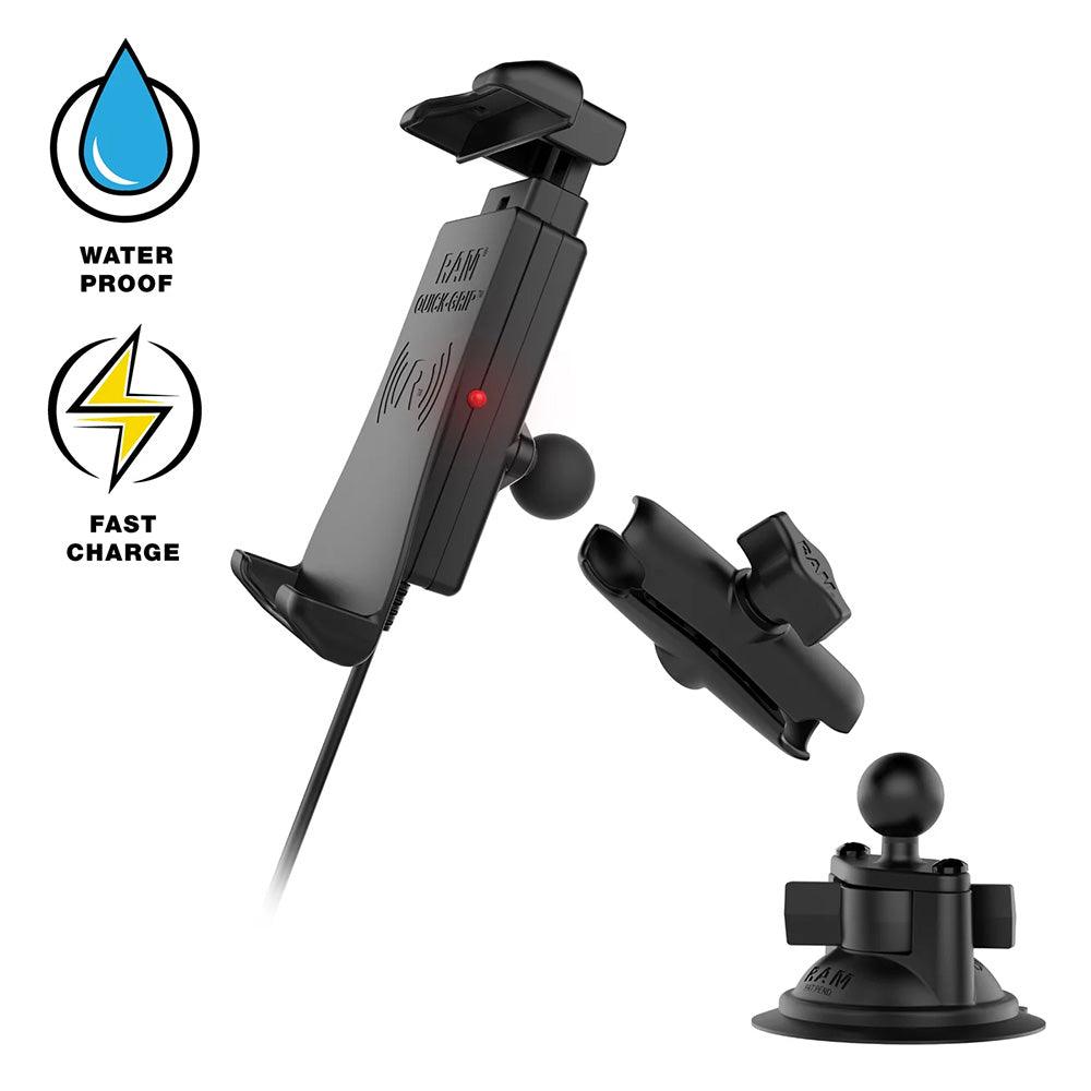 RAM Mount Quick-Grip™ 15W Waterproof Wireless Charging Suction Cup Mount - Kesper Supply