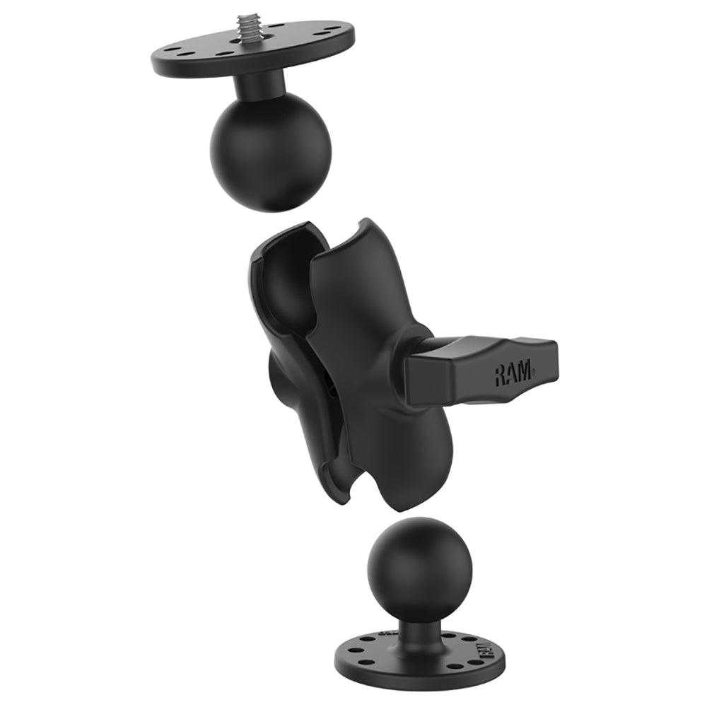 RAM Mount RAM® Double Ball Mount w/1/4"-20 Male Thread - Short Arm - Kesper Supply