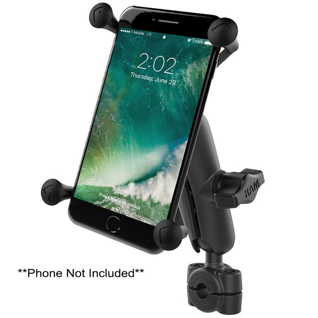 RAM Mount RAM® Torque™ 3/8" - 5/8" Diameter Mini Rail Base with 1" Ball, Medium Arm and X-Grip® for Larger Phones - Kesper Supply