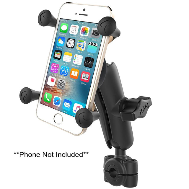 RAM Mount RAM® Torque™ 3/8" - 5/8" Diameter Mini Rail Base with 1" Ball, Medium Arm and X-Grip® for Phones - Kesper Supply