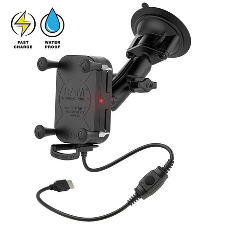 RAM Mount RAM Tough-Charge™ 15W Wireless Charging Suction Cup Mount - Kesper Supply