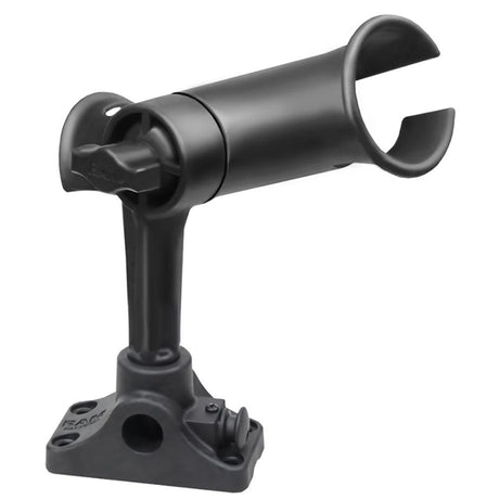 RAM Mount RAM Tube Jr. Fishing Rod Holder, Standard 4" Length Post Spline & Combo Bulkhead/Flat Surface Base w/Plunger - Kesper Supply