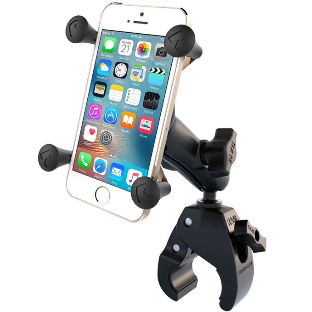 RAM Mount Small Tough-Claw™ Base w/Double Socket Arm & Universal X-Grip® Cell/iPhone Cradle - Kesper Supply