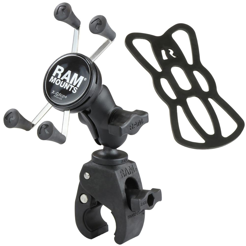 RAM Mount Small Tough-Claw™ Base w/Short Double Socket Arm and Universal X-Grip® Cell/iPhone Cradle - Kesper Supply