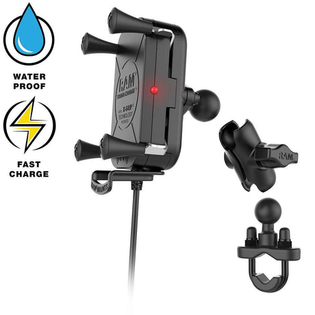 RAM Mount Tough-Charge™ 15W Waterproof Wireless Charging Motorcycle Mount - Kesper Supply