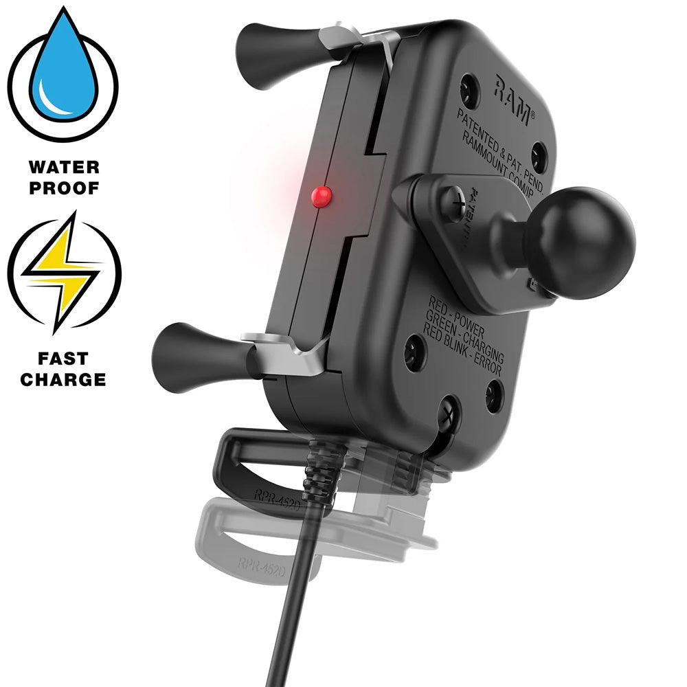 RAM Mount Tough-Charge™ 15W Waterproof Wireless Charging Motorcycle Mount - Kesper Supply