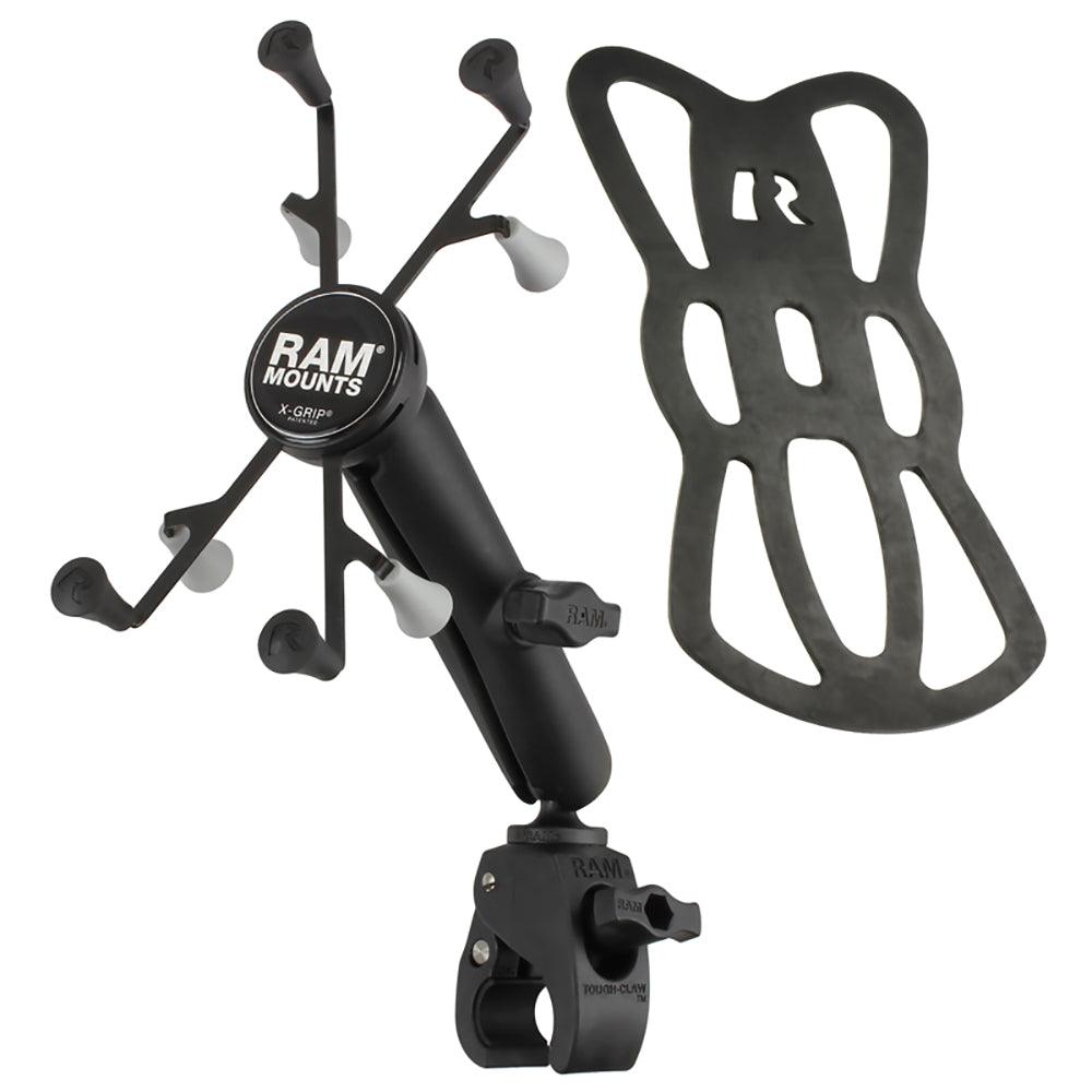 RAM Mount Tough-Claw™ Base w/Long Double Socket Arm & Universal X-Grip® Cradle w/1" Ball f/7" Tablets - Kesper Supply