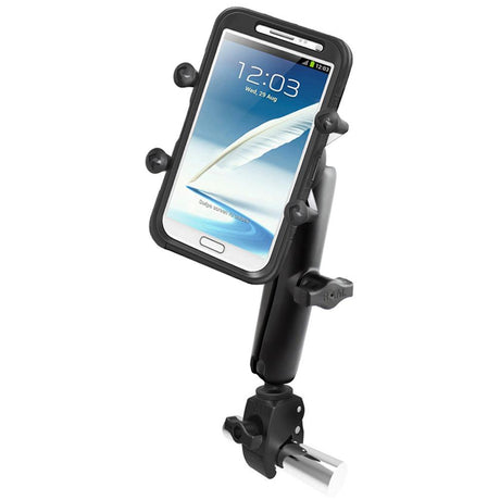 RAM Mount Tough-Claw™ Base w/Long Double Socket Arm & Universal X-Grip® IV f/Large Phone/Phablet Cradle - Kesper Supply