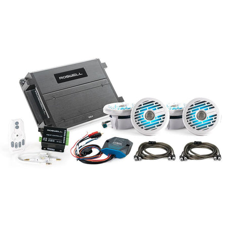 Roswell R1 6.5" Marine Audio Package w/RGB Remote & Controller - White - Kesper Supply