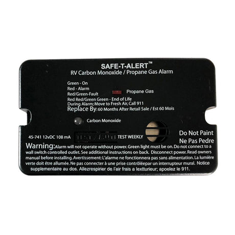 Safe-T-Alert 45-Series Combo Carbon Monoxide Propane Alarm Surface Mount - Black - Kesper Supply