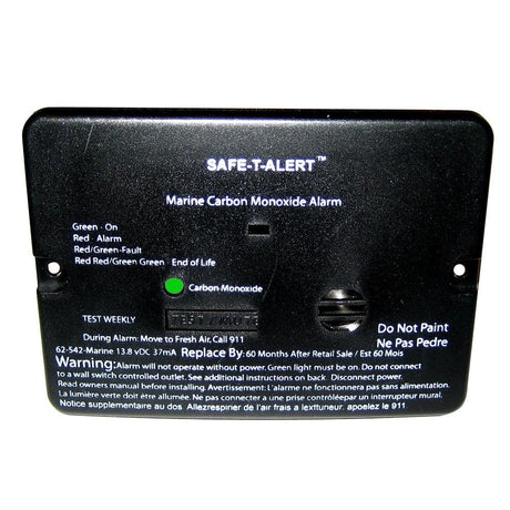 Safe-T-Alert 62 Series Carbon Monoxide Alarm - 12V - 62-542-Marine - Flush Mount - Black - Kesper Supply