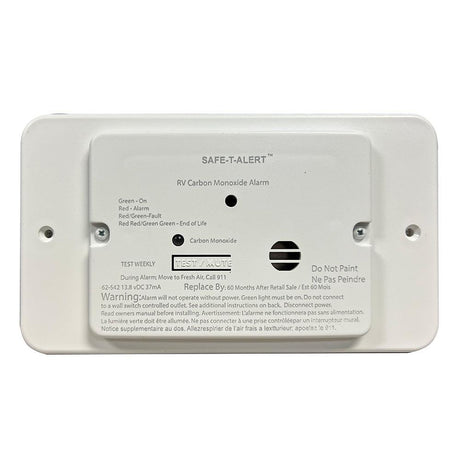 Safe-T-Alert 62 Series RV Carbon Monoxide - White - Flush Mount - 12V w/Trim Ring - Kesper Supply