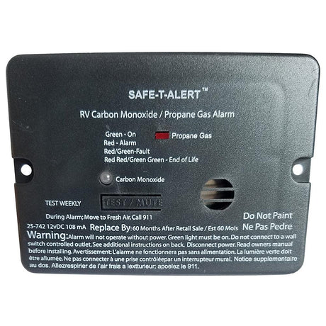 Safe-T-Alert Combo Carbon Monoxide Propane Alarm - Flush Mount - Mini - Black - Kesper Supply