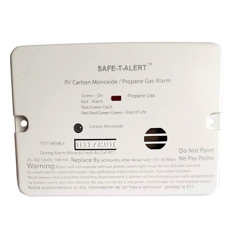 Safe-T-Alert Combo Carbon Monoxide Propane Alarm - Flush Mount - Mini - White - Kesper Supply