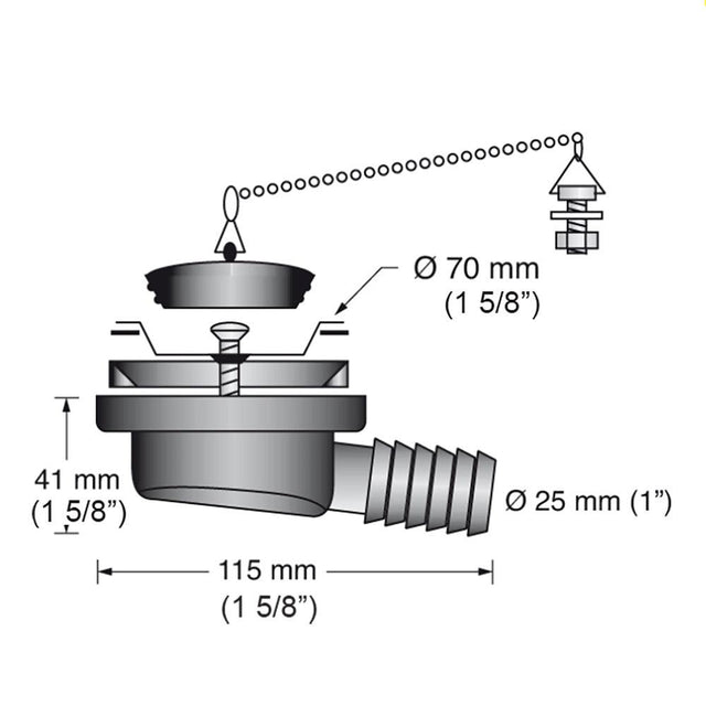 Scandvik Low Profile Drain Stopper - 1" Outlet - Kesper Supply