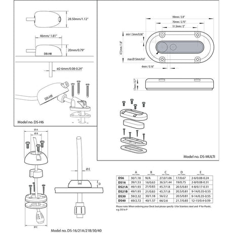 Scanstrut DS-Multi Vertical Cable Seal - Kesper Supply