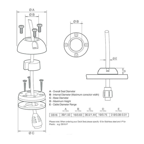 Scanstrut DS16-P Vertical Cable Seal - Kesper Supply