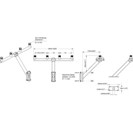 Scanstrut TB-01 T-Bar Mount f/GPS/VHF Antenna - Kesper Supply