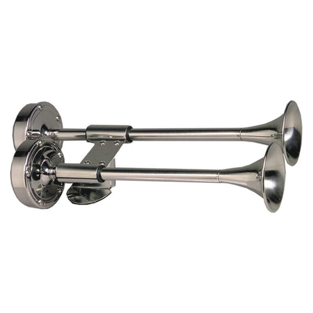 Schmitt Marine Deluxe All-Stainless Shorty Dual Trumpet Horn - 12V - Kesper Supply