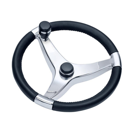 Schmitt Marine Evo Pro 316 Cast Stainless Steel Steering Wheel w/Control Knob - 15.5" Diameter - Kesper Supply