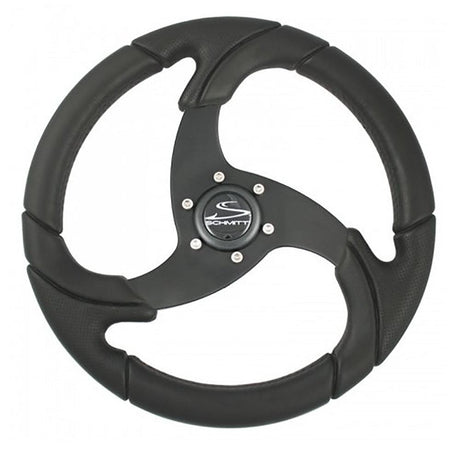 Schmitt Marine Folletto 14.2" Wheel - Black Polished Polyurethane - 3/4" Tapered Shaft w/Black Center Cap - Kesper Supply