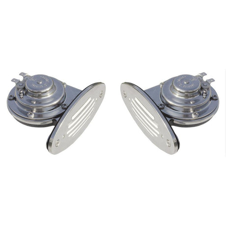 Schmitt Marine Mini Stainless Steel Dual Drop-In Horn w/Stainless Steel Grills High & Low Pitch - Kesper Supply