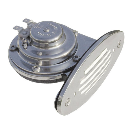 Schmitt Marine Mini Stainless Steel Single Drop-In Horn w/Stainless Steel Grill - 12V High Pitch - Kesper Supply