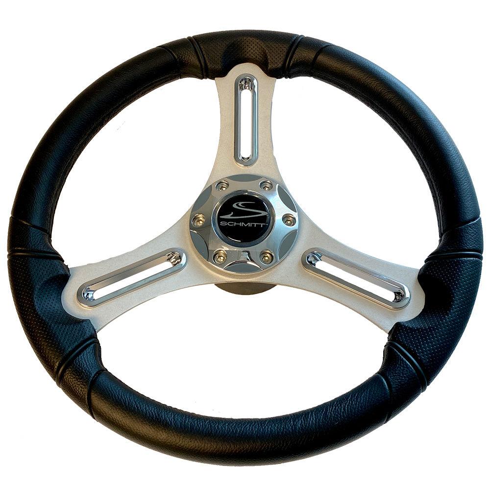 Schmitt Marine Torcello 14" Wheel - 03 Series - Polyurethane Wheel w/Chrome Trim & Cap - Brushed Spokes - 3/4" Tapered Shaft - Kesper Supply