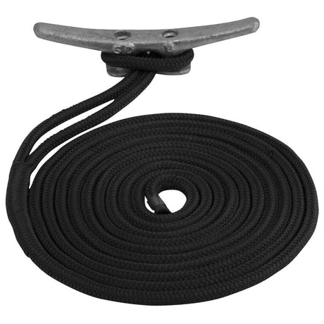 Sea-Dog Double Braided Nylon Dock Line - 1/2" x 15' - Black - Kesper Supply