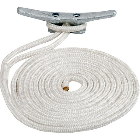 Sea-Dog Double Braided Nylon Dock Line - 1/2" x 15' - White - Kesper Supply