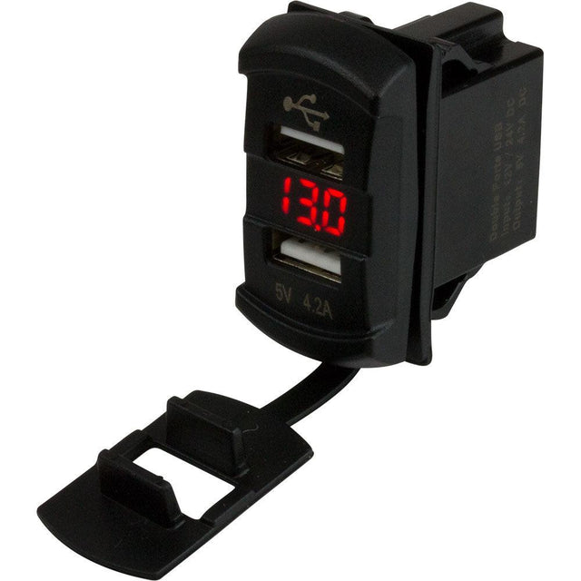 Sea-Dog Dual USB Rocker Switch Style Voltmeter w/Hidden Display - Kesper Supply