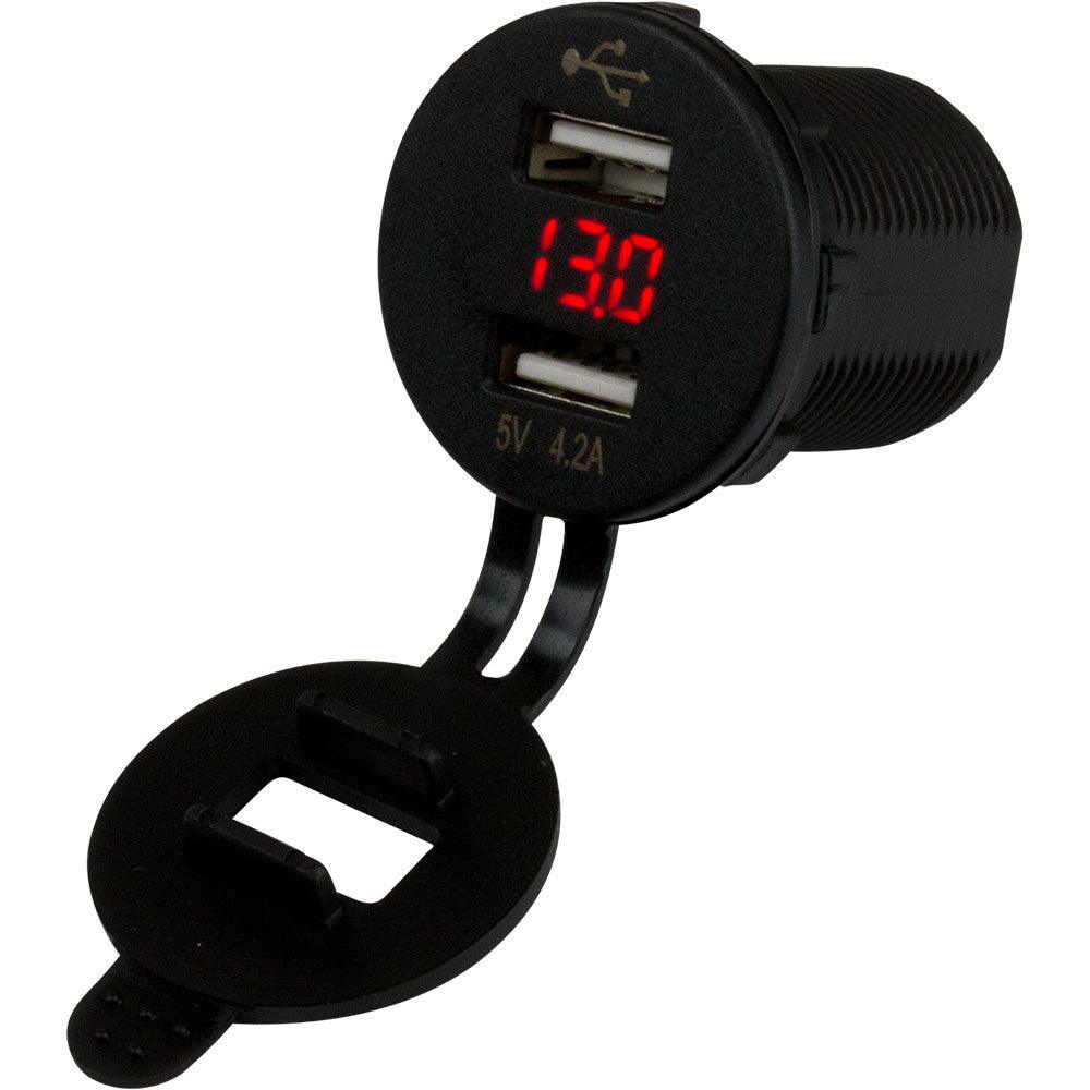 Sea-Dog Dual USB Socket/Voltmeter w/Hidden Display - Kesper Supply