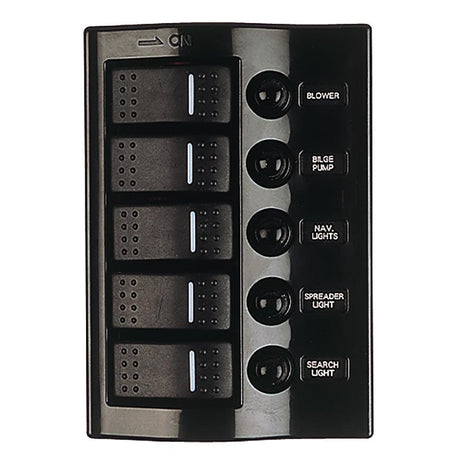 Sea-Dog Nylon Circuit Breaker Panel - 5 Circuit - Wave Style - Kesper Supply