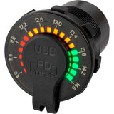 Sea-Dog Round Rainbow Voltmeter w/USB & USB-C Power Socket - Kesper Supply