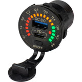 Sea-Dog Round Rainbow Voltmeter w/USB & USB-C Power Socket - Kesper Supply