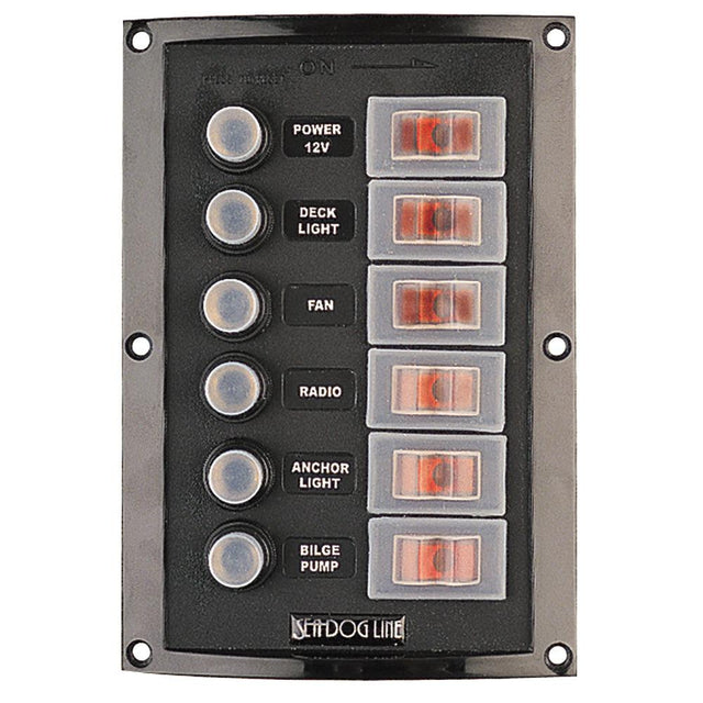 Sea-Dog Splash Guard Circuit Breaker Panel - 6 Circuit - Kesper Supply