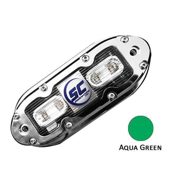 Shadow-Caster SCM-4 LED Underwater Light w/20' Cable - 316 SS Housing - Aqua Green - Kesper Supply