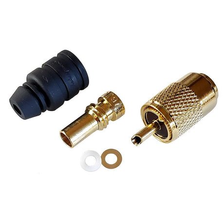 Shakespeare PL-259-58-G Gold Solder-Type Connector w/UG175 Adapter & DooDad Cable Strain Relief f/RG-58x - Kesper Supply