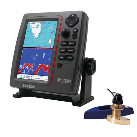 SI-TEX SVS-760CF Dual Frequency Chartplotter/Sounder w/ C-Map 4D Chart & Bronze Thru-Hull Triducer - Kesper Supply