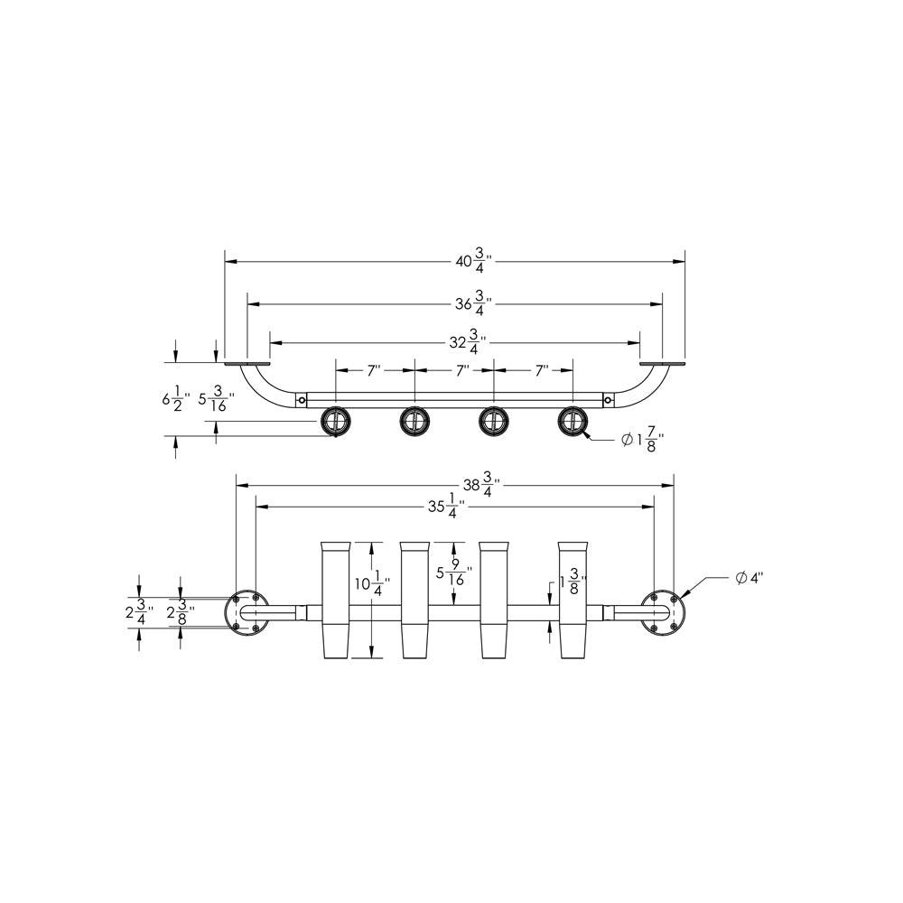 TACO 4-Rod Transom Mount Rod Rack - Kesper Supply