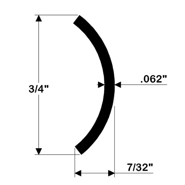 TACO Hollow Back 304 Stainless Steel Rub Rail Insert 3/4" x 6' - Kesper Supply