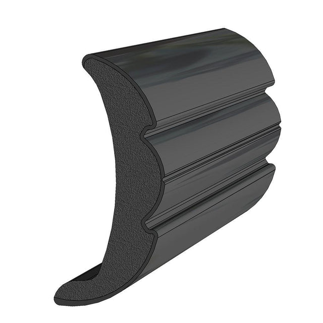 TACO Rigid Vinyl Flex-Core Rub Rail 2" x 7/8" - Black 60' - Kesper Supply