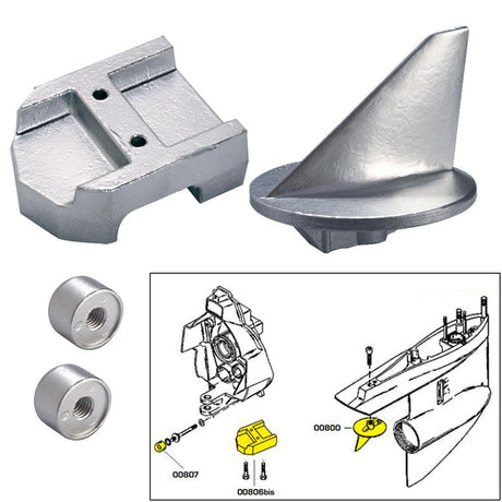 Tecnoseal Anode Kit w/Hardware - Mercury Alpha 1 Gen 1 - Magnesium - Kesper Supply