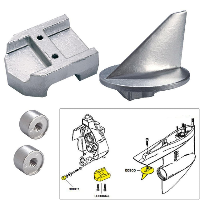 Tecnoseal Anode Kit w/Hardware - Mercury Alpha 1 Gen 1 - Magnesium - Kesper Supply