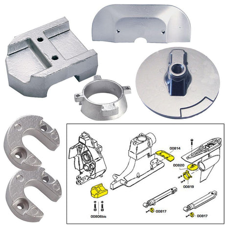 Tecnoseal Anode Kit w/Hardware - Mercury Alpha 1 Gen 2 - Aluminum - Kesper Supply