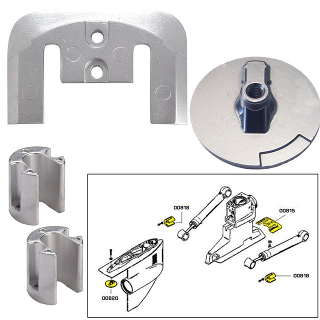 Tecnoseal Anode Kit w/Hardware - Mercury Bravo 2-3 - Aluminum - Kesper Supply